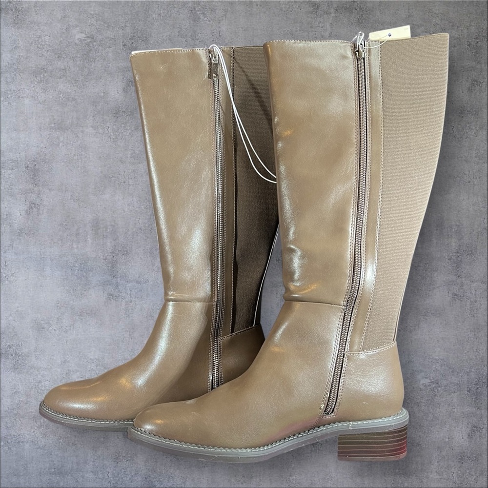 Knee High Side Zip Boots with Elastic Stretch & Memory Foam Abril Tall Boots